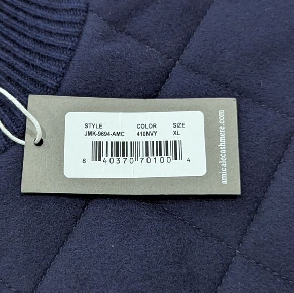 $598 Mens AMICABLE Mixed Media Wool Blend Puffer Jacket Navy XL - Picture 7 of 7